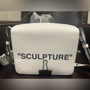 Off white Binder leather crossbody bag